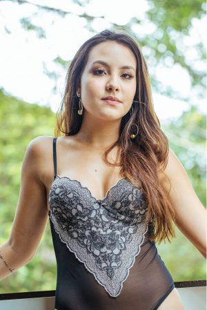 Body Feminino com Bojo em Tule e Renda Jolie Finis Intimate Lingerie Premium