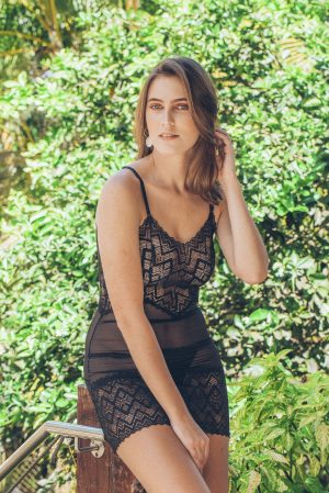 Camisola Renda sem Bojo em Tule e Renda Jaquard Finis Intimate Lingerie Premium